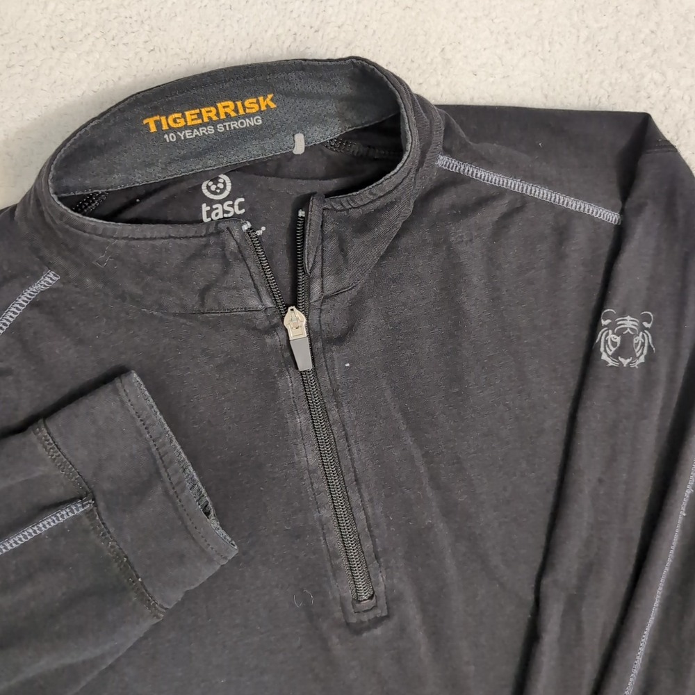 Tasc Sweater Mens‎ Large Black 1/4 Sleeve Bamboo Blend Golf Pullover Tigers